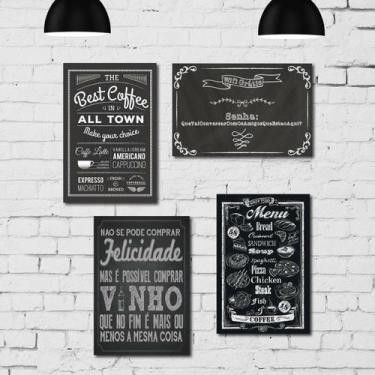 Imagem de Placa Decorativa MDF Frases Giz Retrô Kit 4un 30x40cm - Quartinhos