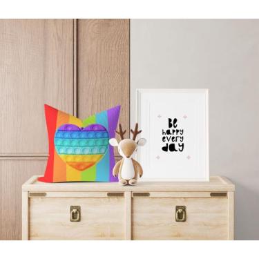 Imagem de Almofada com enchimento Infantil Pop It Coração Listras Arco Íris - Co