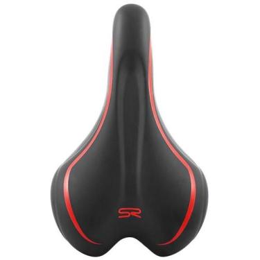 Imagem de Selim mtb premium linhas preto com vermelho c/carrinho - selle royal