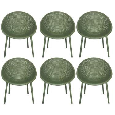 Imagem de Kit 6 Poltronas Área Externa de PP Marina com Base Desmontável Verde G