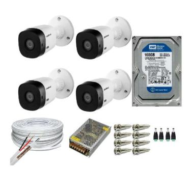 Imagem de Kit 4 Câmeras Segurança VHC 1120B Hd 720 bullet Intelbras + cabos cone