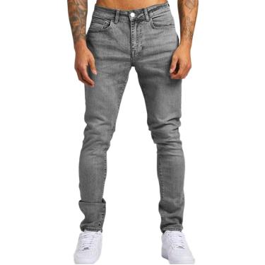 Imagem de Jeans masculinos destruídos stretch Cool Blac Jeans casuais Sinny rasgados Hip Hop com furos para homens Slim Fit Zip Jeans Calças casuais para festa, G cinza, XL