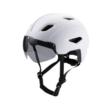 Imagem de kowaku Capacete de bicicleta infantil com viseira, acolchoado removível, confortável, chapéu ajustável, capacete de bicicleta para ciclismo, esportes ao ar, Branco
