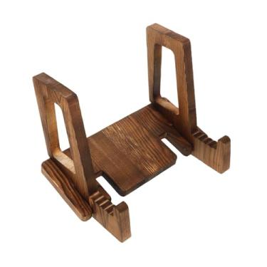 Imagem de Fenteer Suporte de moldura de madeira para cozinha, suporte para livro de receitas, expositor de madeira para livros, tigelas grandes e profundas, decoração