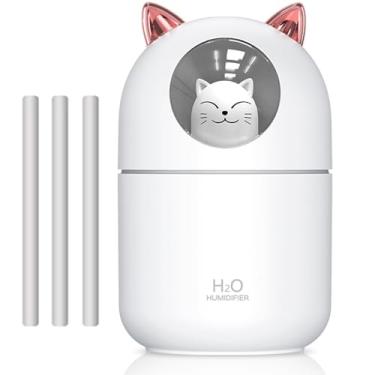 Imagem de Umidificador pequeno portátil, mini umidificador de névoa fria YIMIKE de 300 ml com luz noturna, umidificador pessoal USB, desligamento automático, ultra-silencioso, 2 modos de pulverização, adequado