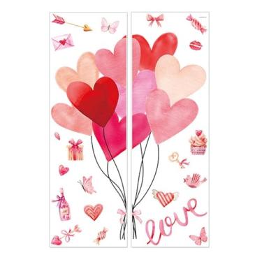 Imagem de Generic 2 peças adesivos de parede dia dos namorados adesivos de janela faça você mesmo descasque e cole decalque de parede decorativo para casas de aluguel