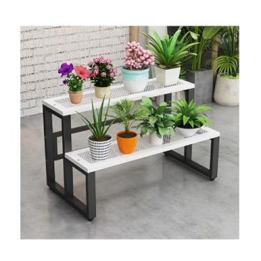 Imagem de Flower Rack，Plant Stand Indoor Outdoor，Simple Plant Stand，Step Flower Stand，Tier Plant Stand ，Storage Rack，Floor-Standing Glower Rack，for Living Room Balcony Garden，Black，White(White A,100*40*40cm/39.