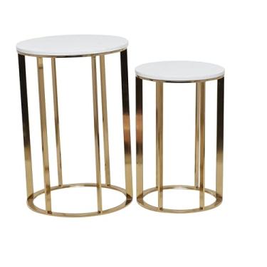 Imagem de Deco 79 Mesa decorada, S/2 60,96 cm (24"), 50,80 cm (20"), dourado