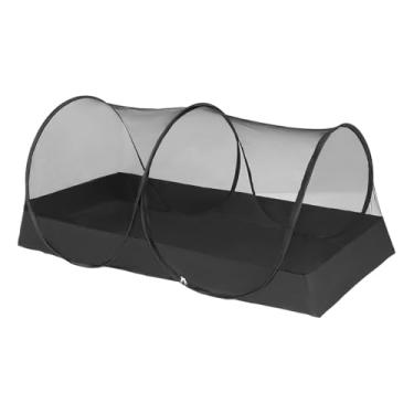 Imagem de Mengersi Barraca mosquiteira dobrável portátil dobrável para cama de solteiro, tenda de mosquito para cama, acampamento, viagem, pátio, instalação gratuita (preto, 1 peça)