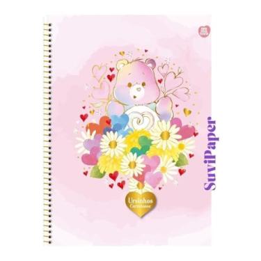 Imagem de Caderno Colegial Ursinhos Carinhosos 10 Matérias Modelo 2025 160 Folhas Animativa (Rosa)