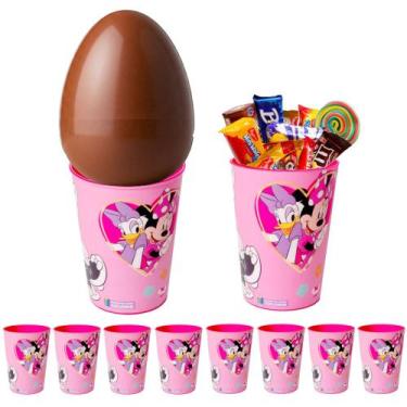 Imagem de Kit 5 Copos Licenciados da Minnie Rosa para Ovo de Páscoa - Plasutil, 