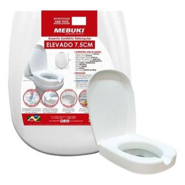 Imagem de Assento Sanitário Idoso Elevado 7,5cm Retangular Square Vaso Roca 1.6g