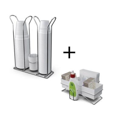 Imagem de Kit Café com Suporte para Sache e Porta Copos - Stolf, Branco