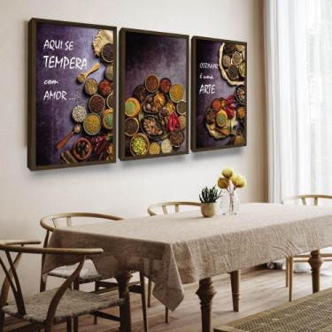 Imagem de Quadros Decorativos Cozinha Mosaico Temperos Moldura - Looks Objetos d