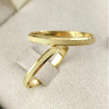 Imagem de Par Alianças 2mm 3g Casamento Noivado Ouro 18k Fina Chanfrada 2mm - sh