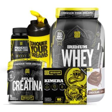 Imagem de Combo Kimera + Whey Protein + BCAA + Creatina + Coqueteleira - Iridium