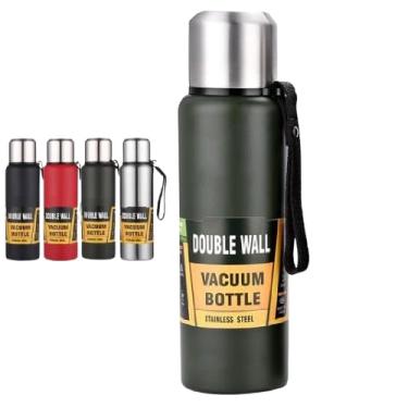 Imagem de Garrafa Térmica em Aço Inox 1L Litro 1000ml Tampa Alça (Verde)