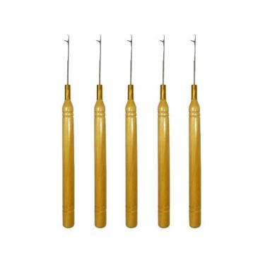 Imagem de 5 Und Agulha Cabo De Madeira Para Confecção De Mega Hair