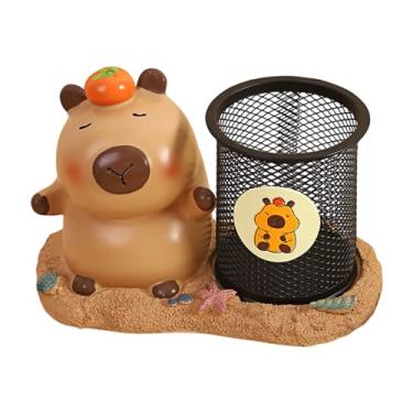 Imagem de Porta-lápis de animal, copo de de capivara,Porta-canetas para mesa-Caixa de lápis de animais de desenho animado, malha de ferro, de trabalho, suporte de lápis de figura anima