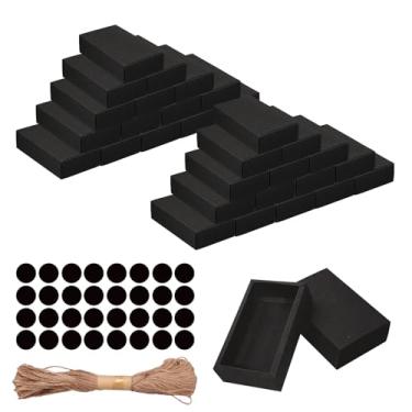 Imagem de SENONAPO 32 caixas de gaveta de papel, mini caixas de presente de papelão, gaveta retangular com etiquetas em branco e cordão de juta, caixas de embalagem de presente para joias de negócios