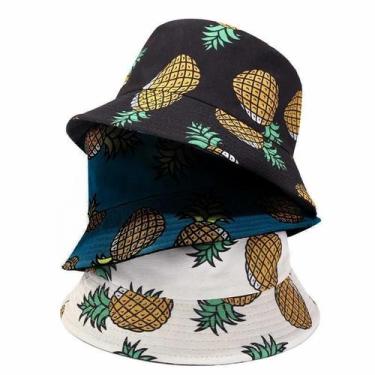 Imagem de Chapéu balde bucket Hat Dupla Face Abacaxi - oem, Preto