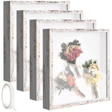 Imagem de Pacote com 4 caixas de sombra, 10 x 25, caixas de sombra, porta-retrato memorial, moldura 3D, com fita adesiva para lembrança, buquê de casamento, artesanato, prêmios, medalhas, ingressos e fotos