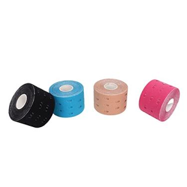 Imagem de Fita de Cinesiologia Flexível de Algodão para Ombro, Cotovelo, Pulso Com Orifícios, 4pcs Em Rosa, Preto, Fleshcolor, à Prova D'água, Respirável, Fitness Esportiva