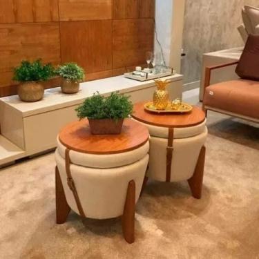 Imagem de Puff 3 em 1: Baú, Tampo e Assento em Linho Premium