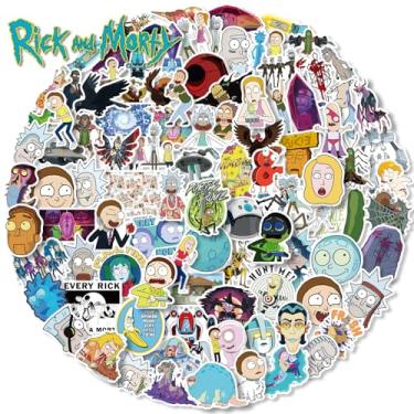 Imagem de 100 peças de adesivos originais Rick e Morty - Decalques de vinil à prova d'água para laptop, garrafa de água, carro, telefone - decoração de anime com Morty, Pickle Rick, arma de portal