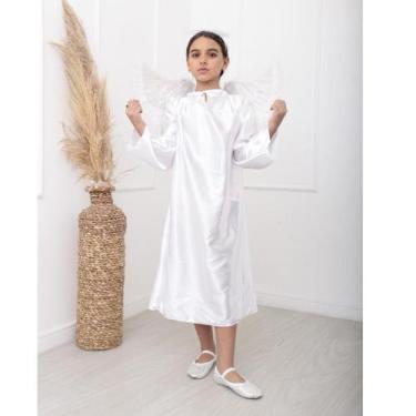 Imagem de Fantasia Kit Anjo Infantil Tunica Asa de Anjo Aureola Carnaval Hallowe