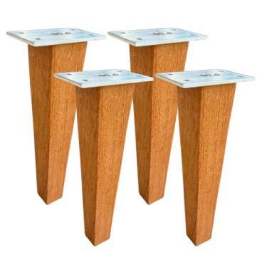 Imagem de Pé de madeira para móveis - Resistente, Design retrô - 25 Cm 4 und rústico- Suporte forte, madeira durável.