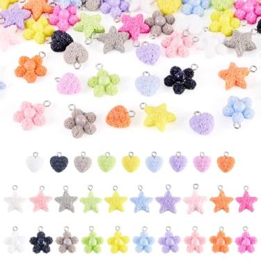 Imagem de Spritewelry 58 berloques de flores de resina lindos pingentes de coração doce cor doce estrela do amor brincos pendentes para fazer joias, pulseiras, colar e brincos