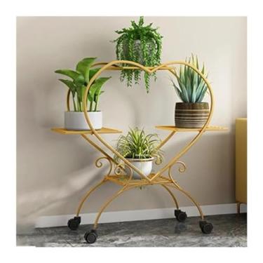 Imagem de Suporte para Flores Luz de luxo ferro interior planta prateleiras sala multi-camada vaso prateleira varanda suporte chão para flores prateleiras móveis Prateleira para Plantas(Gold)