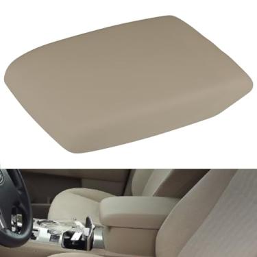 Imagem de Osompar Capa de apoio de braço para console central bege compatível com Toyota Highlander 2008-2013 couro PU capa de descanso de braço tampa do console médio