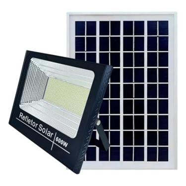 Imagem de Refletor Solar 600W Holofote + Placa Solar + Controle Iluminação Externa Ultra Led Fotocélula IP66