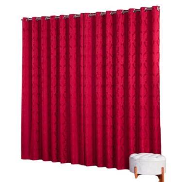 Imagem de Cortina Jacquard Tecido Grosso com Desenho 3,00M x 2,70M para Porta Sala ou Quarto Liso (VERMELHO)