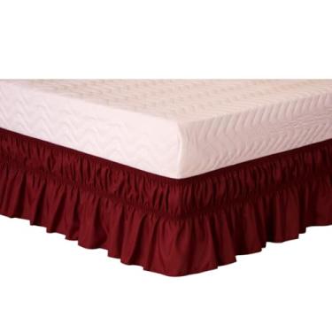 Imagem de Saia para Cama Box Casal Padrão, Elasticada Ajustável, Vinho