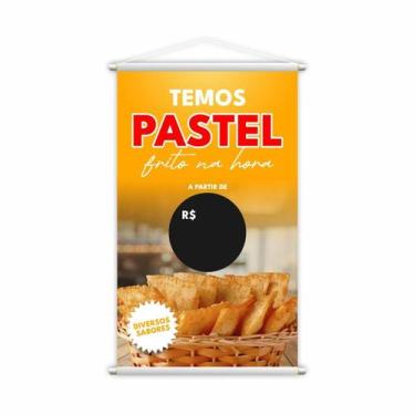 Imagem de Banner Temos Pastel Frito Na Hora Sabor Preço Lona Grande - Plimshop