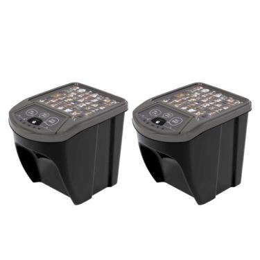 Imagem de Kit 2 Pote Ração Grande Com Tampa Cabe Até 10kg Cada - Plasutil, Preto