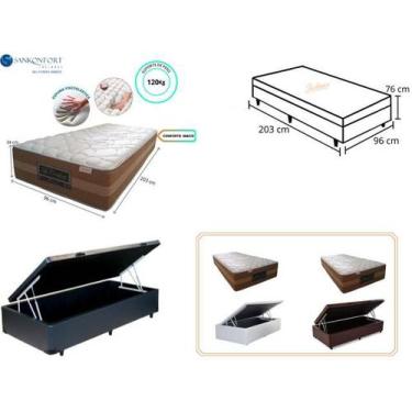 Imagem de Conjunto Cama Box Baú Solteiro King Americano + Colchão  Le Confort 96