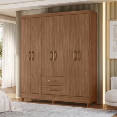 Imagem de Guarda Roupa Casal 6 Portas 2 Gavetas com Pés Panamá Moval - Carvalho