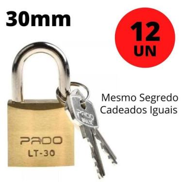 Imagem de Kit 12 Cadeado 30mm Pado mesmo segredos iguais mesma chave