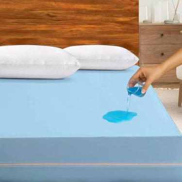 Imagem de Revestimento de colchão com zíper tamanho GG completo, protetor de colchão 100% poliéster impermeável, capa de colchão premium com zíper com proteção de seis lados, capa de colchão absorvente com