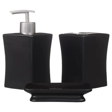 Imagem de Kit Banheiro Lavabo P/Sabonete Líquido Escova Black / 106