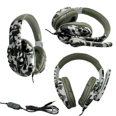 Imagem de Headphone Gamer Pro com Microfone, Driver 40mm, Camuflado, Cabo 1,2m, Conector P2 3,5mm (Camuflado Branco)