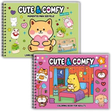 Imagem de 2 Livros Colorir Capa Dura 80 Páginas Desenhos Caderno Adulto Infantil