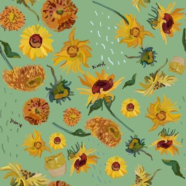 Imagem de Papel De Parede Adesivo Lavável Girassol De Van Gogh 12m