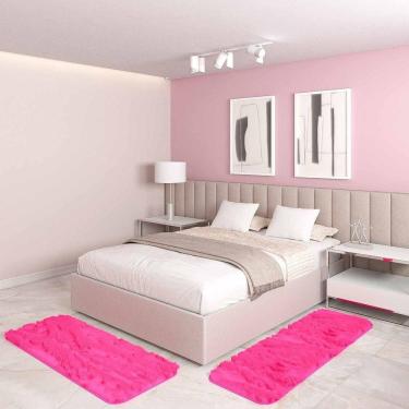 Imagem de Jogo Tapete Passadeira Quarto 2 Uni Rosa 50 X 140 Cm