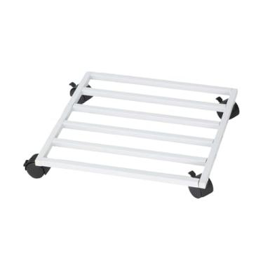 Imagem de Fenteer Suporte para vasos de flores com rodas, suporte para plantas com rodinhas, resistente, multifuncional, móvel para vasos de flores, para jardim e, Branco