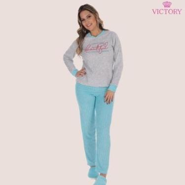 Imagem de Pijama Feminino Adulto Plush Quente Estampado - Vi-Feminino